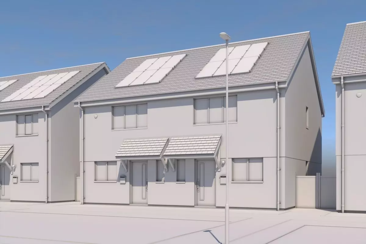 Typical  peaceful UK modern suburb neighbourhood 3D model_18