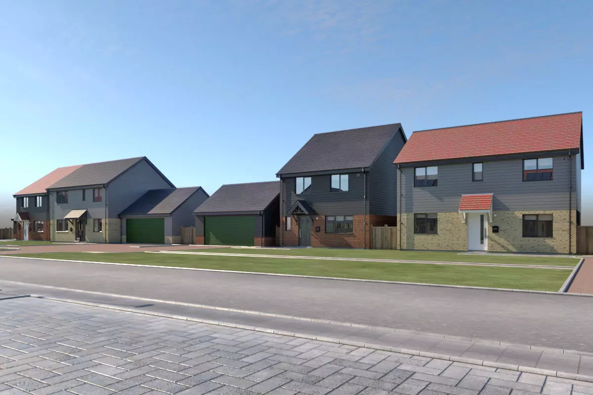 Typical  peaceful UK modern suburb neighbourhood 3D model_10