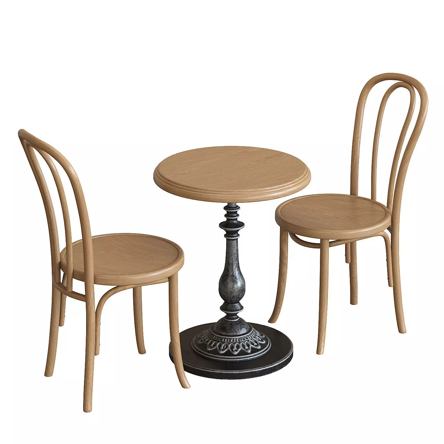 Coffee table and Viennese chairs 3D model