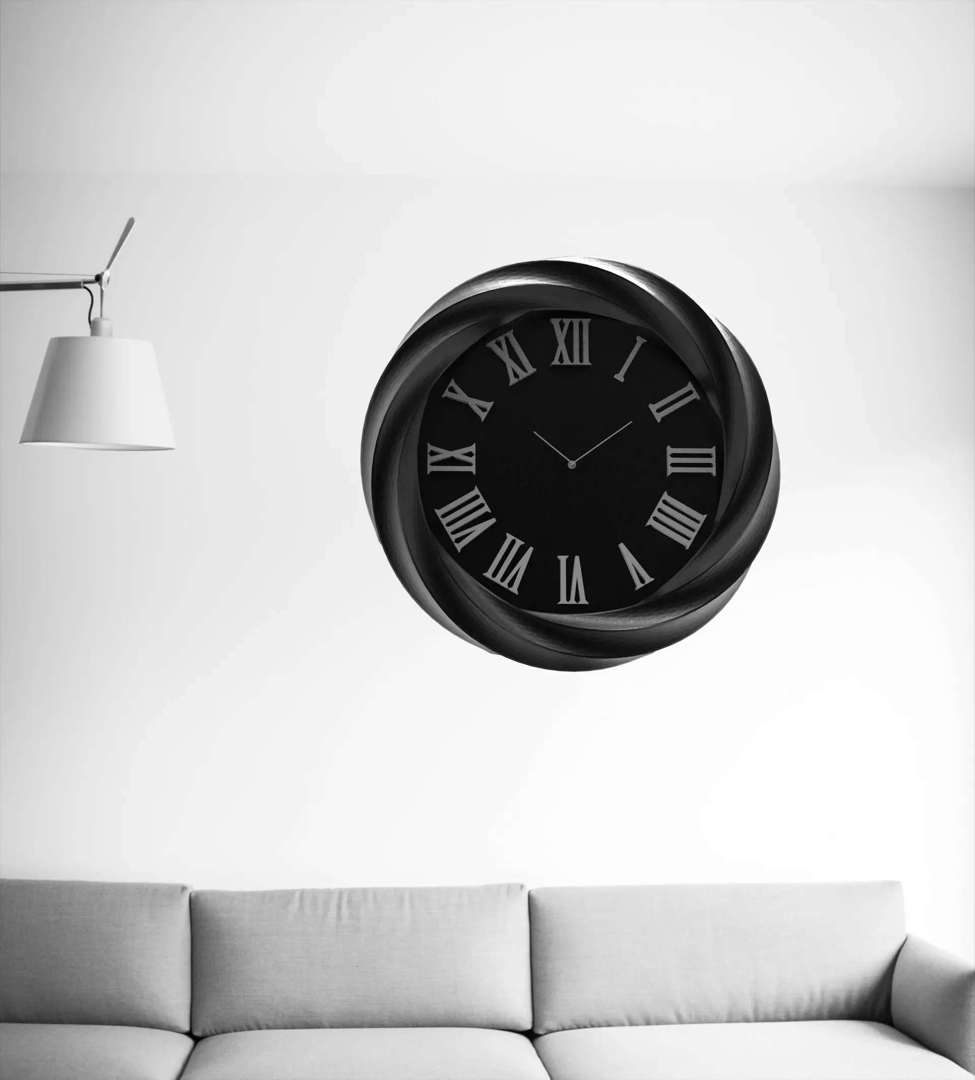 Wall clock 20 cm 3D print model_3