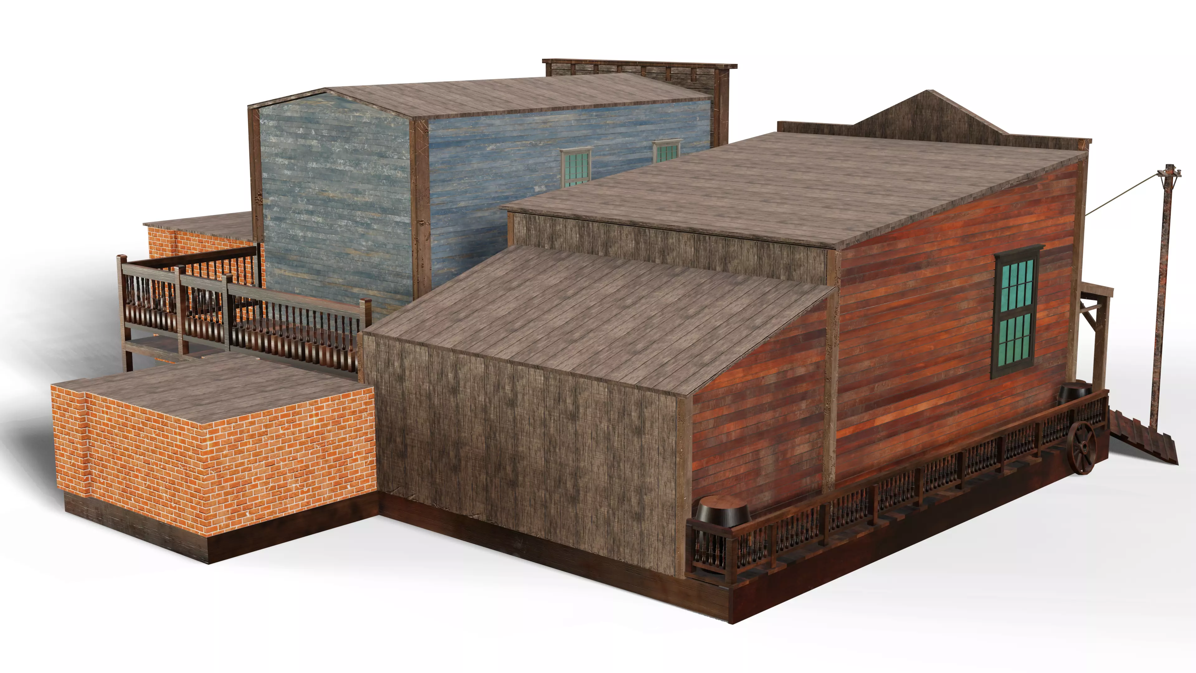 3D Western Houses model Low-poly 3D model_6