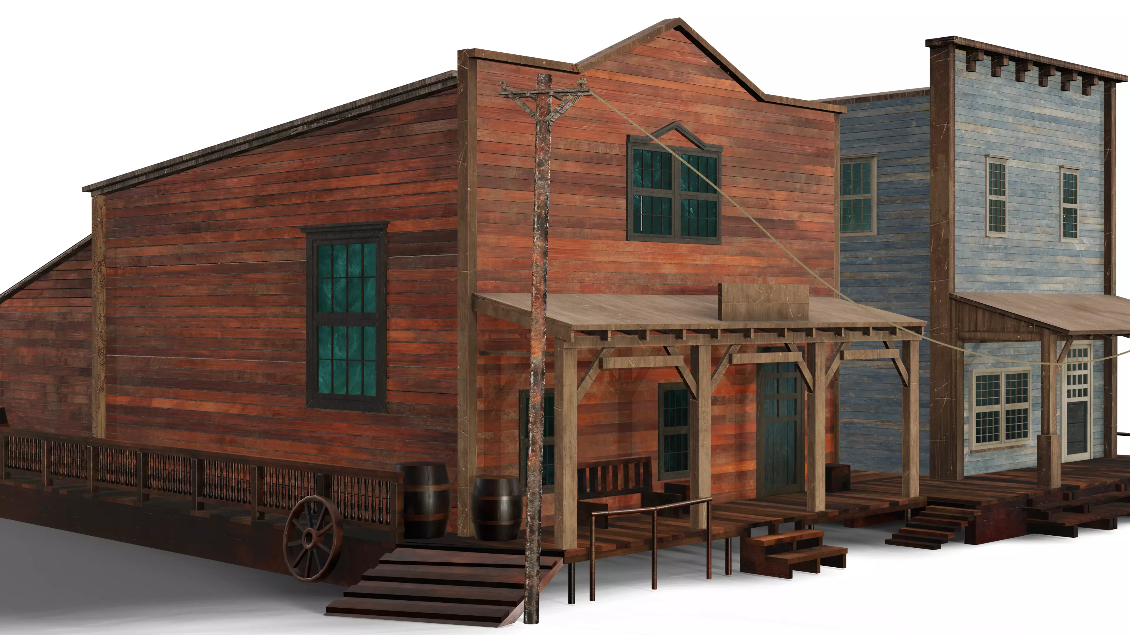 3D Western Houses model Low-poly 3D model_10