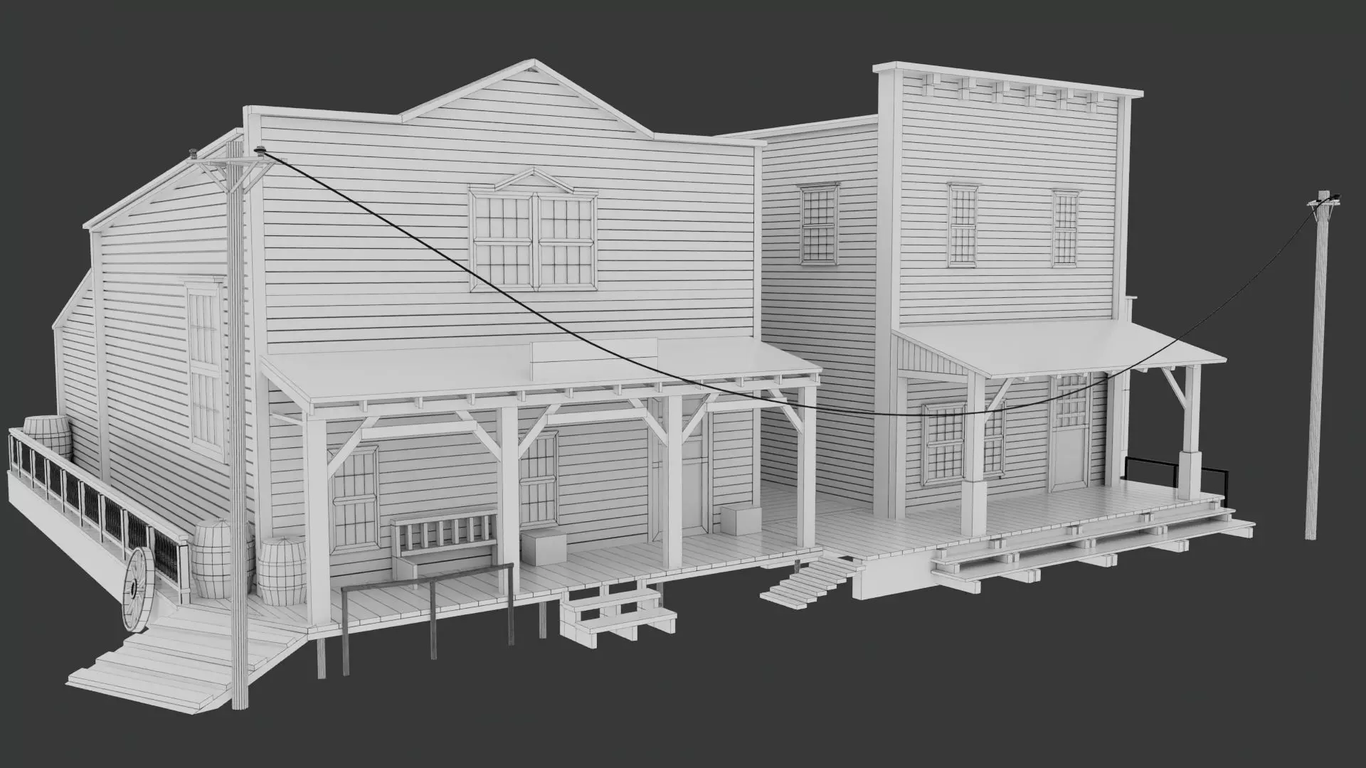 3D Western Houses model Low-poly 3D model_12