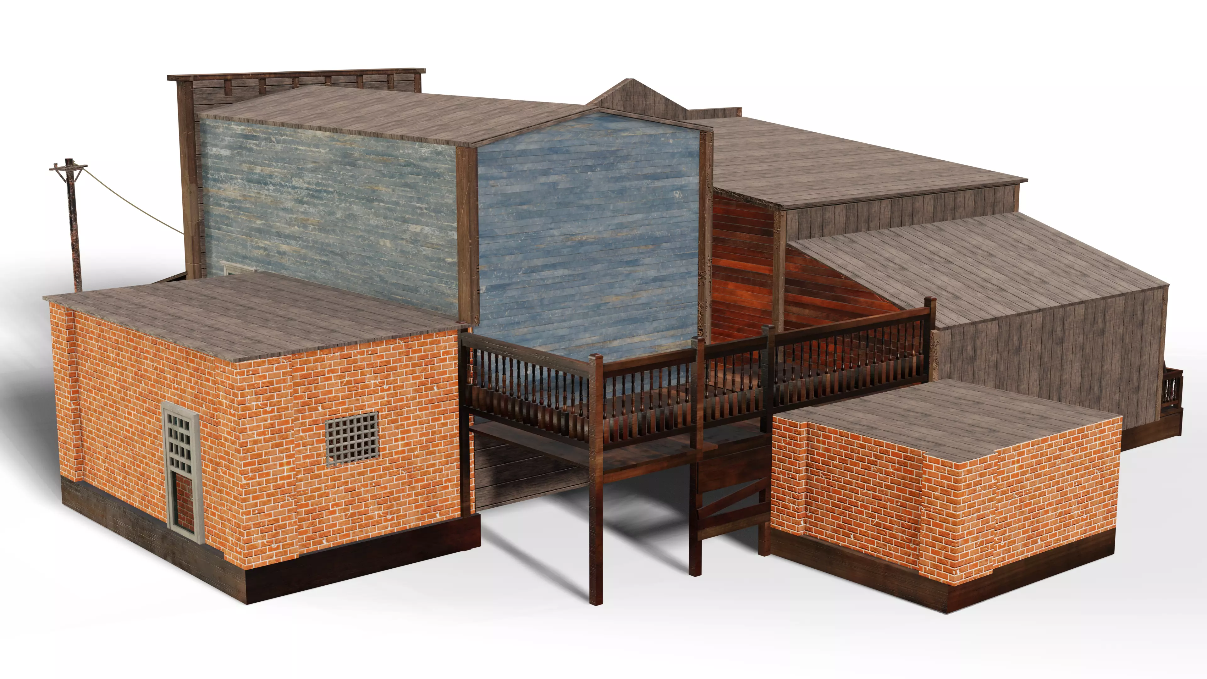 3D Western Houses model Low-poly 3D model_5