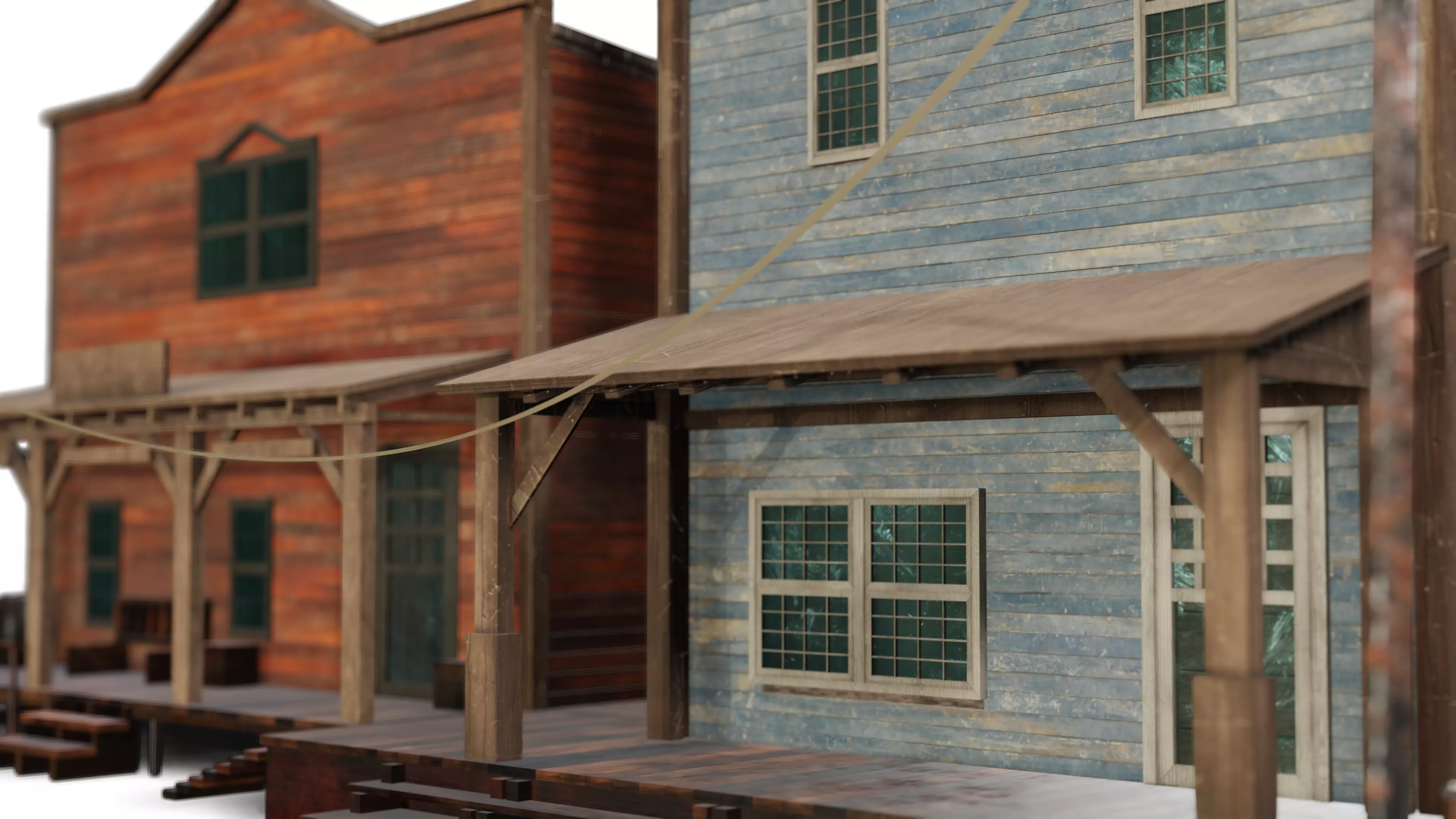 3D Western Houses model Low-poly 3D model_8