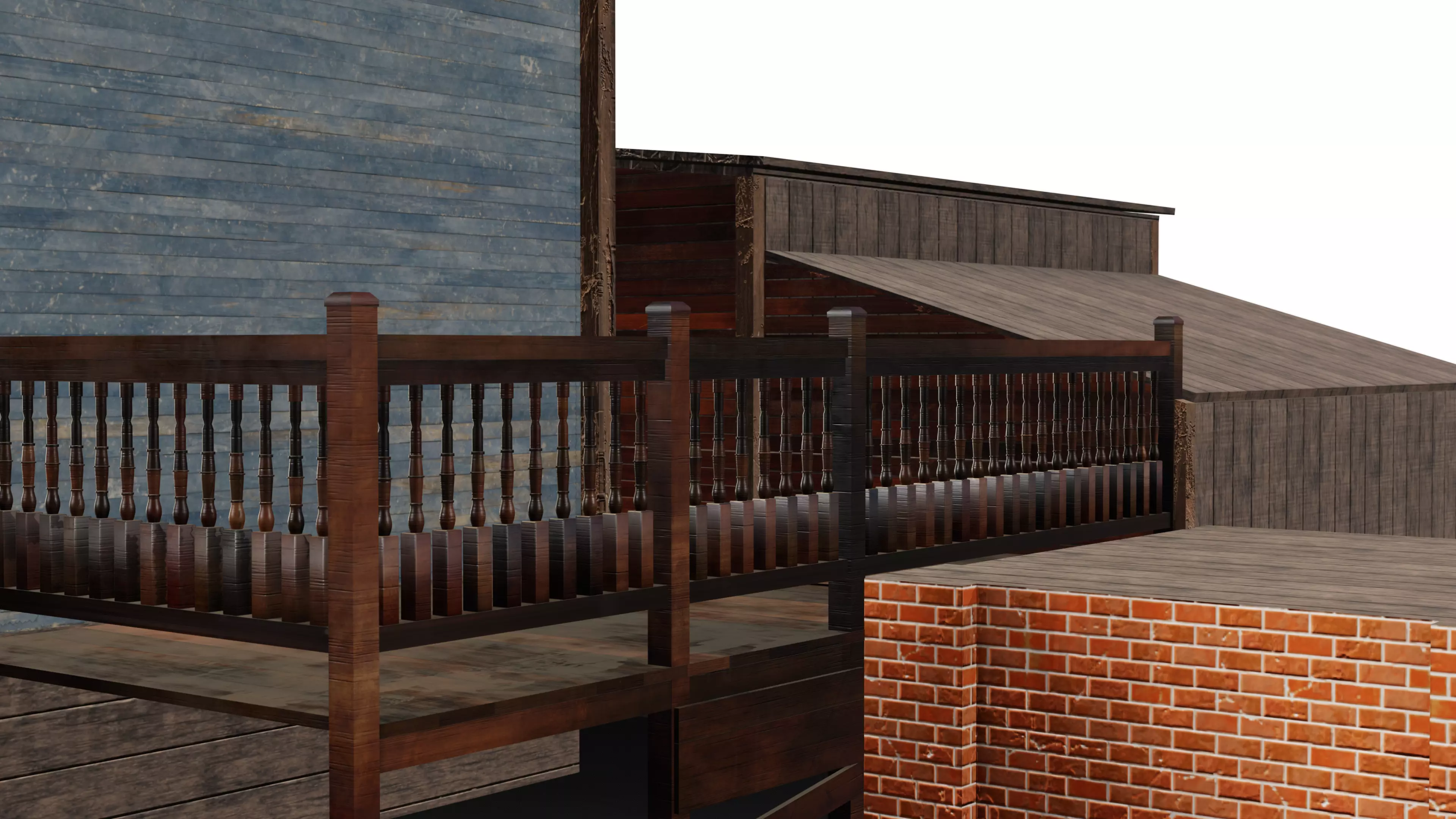 3D Western Houses model Low-poly 3D model_9