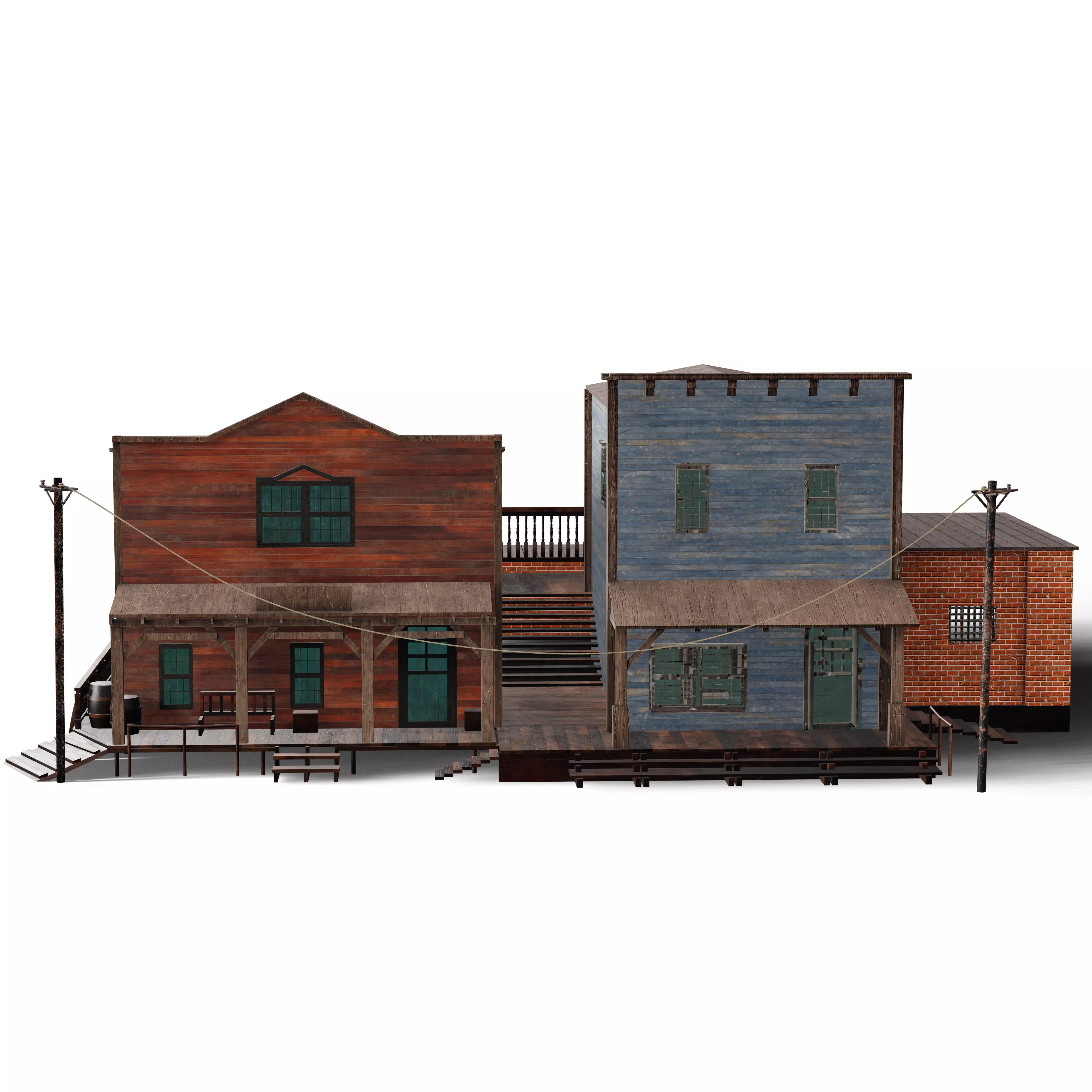 3D Western Houses model Low-poly 3D model_11