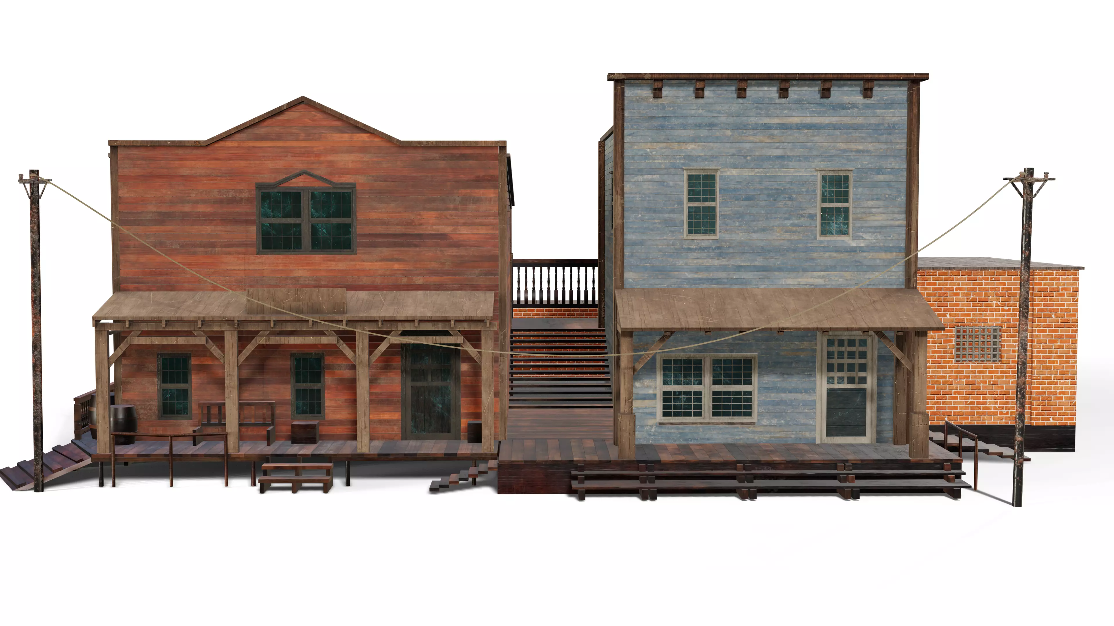 3D Western Houses model Low-poly 3D model_7