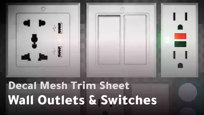 PBR Mesh Decals - Outlets and Switches Trim Sheet Lowpoly