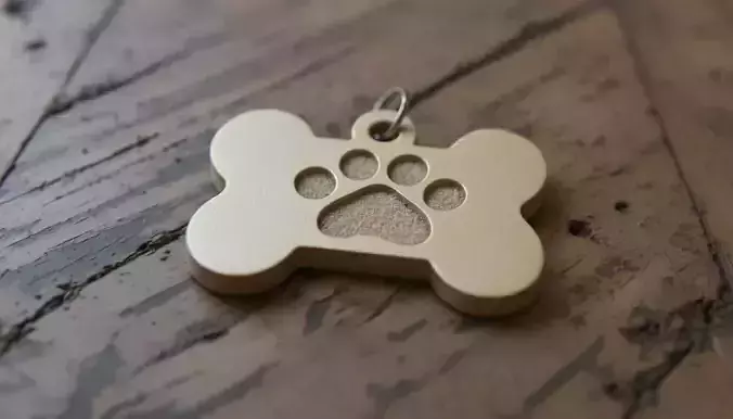 Pet Tag  Bone Paw Shape 3D Model For Dogs Cats