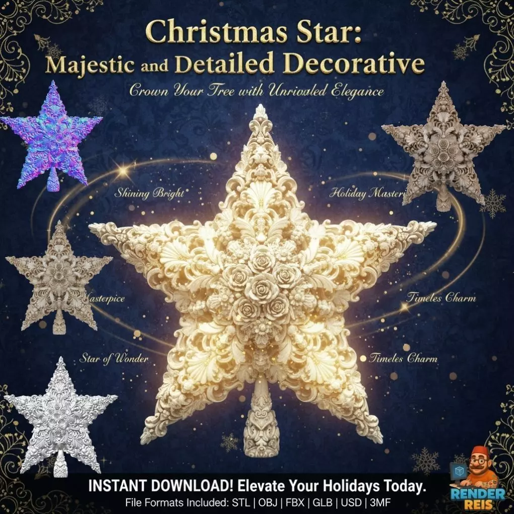 Christmas Star Majestic and Detailed Decorative 3D Model 3D print model_0