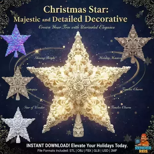 Christmas Star Majestic and Detailed Decorative 3D Model 3D print model Christmas Star Majestic and Detailed Decorative 3D Model 3D print model