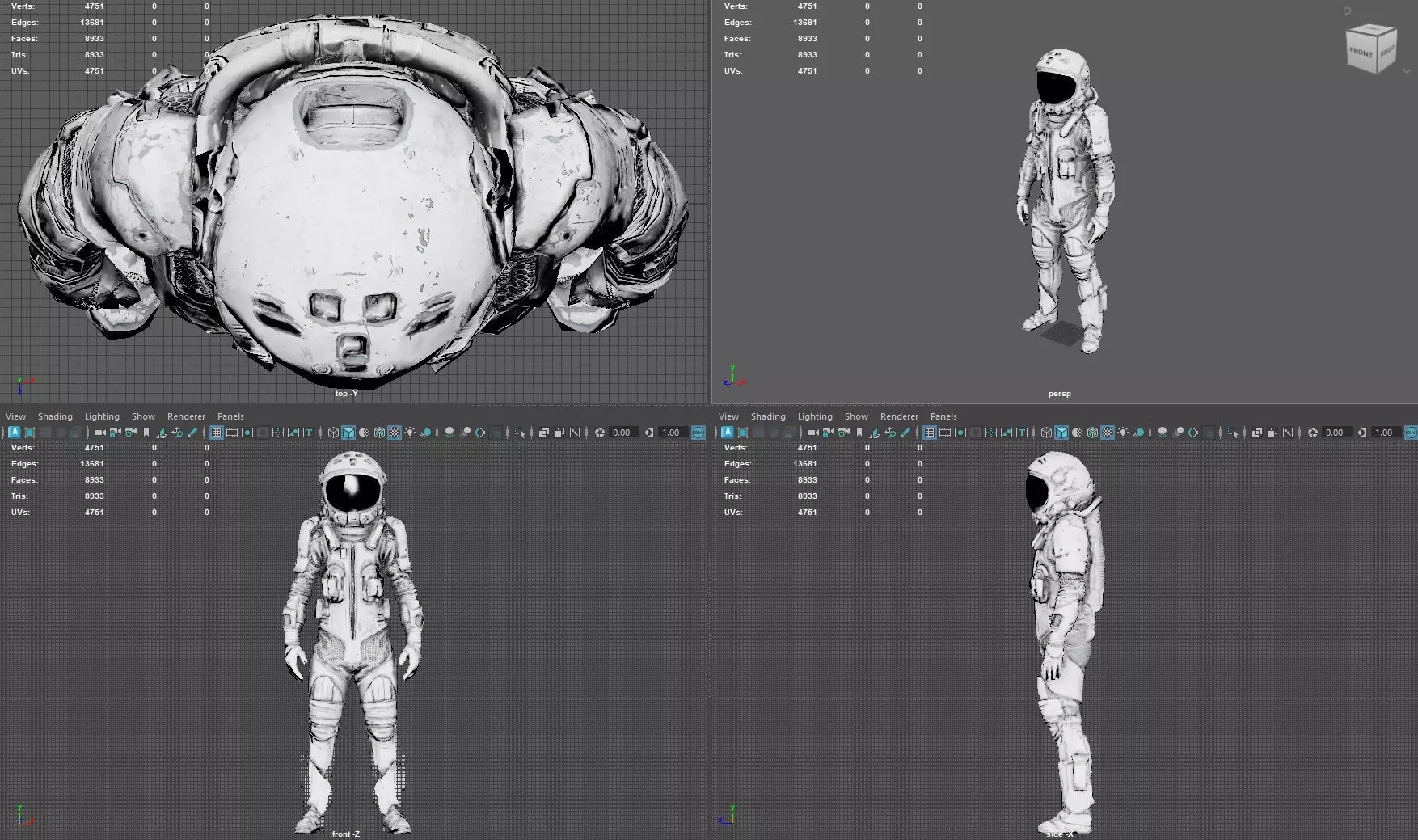 Futuristic Astronaut Space Suit - Low Poly Game-Ready 3D Model Low-poly 3D model_6