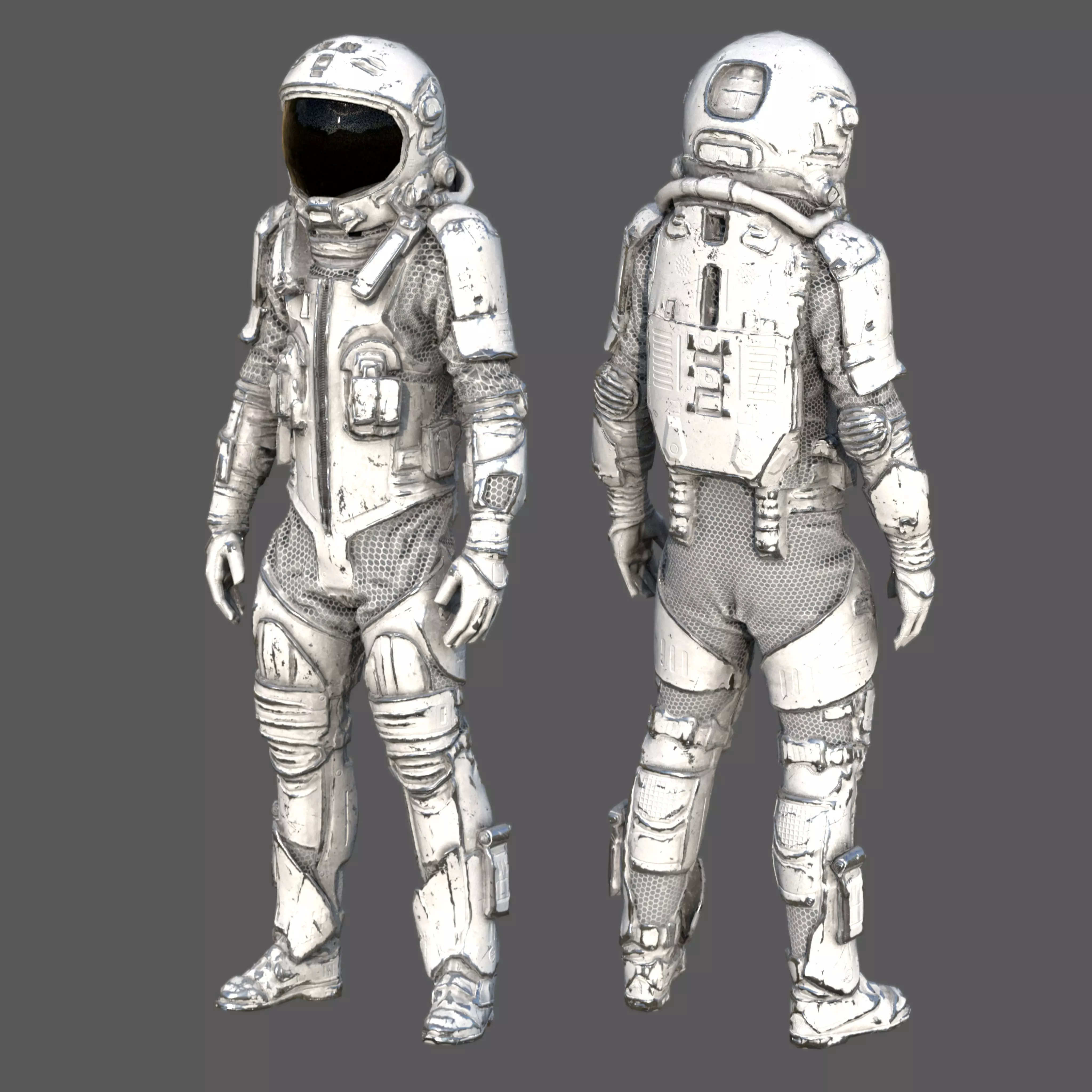 Futuristic Astronaut Space Suit - Low Poly Game-Ready 3D Model Low-poly 3D model_18