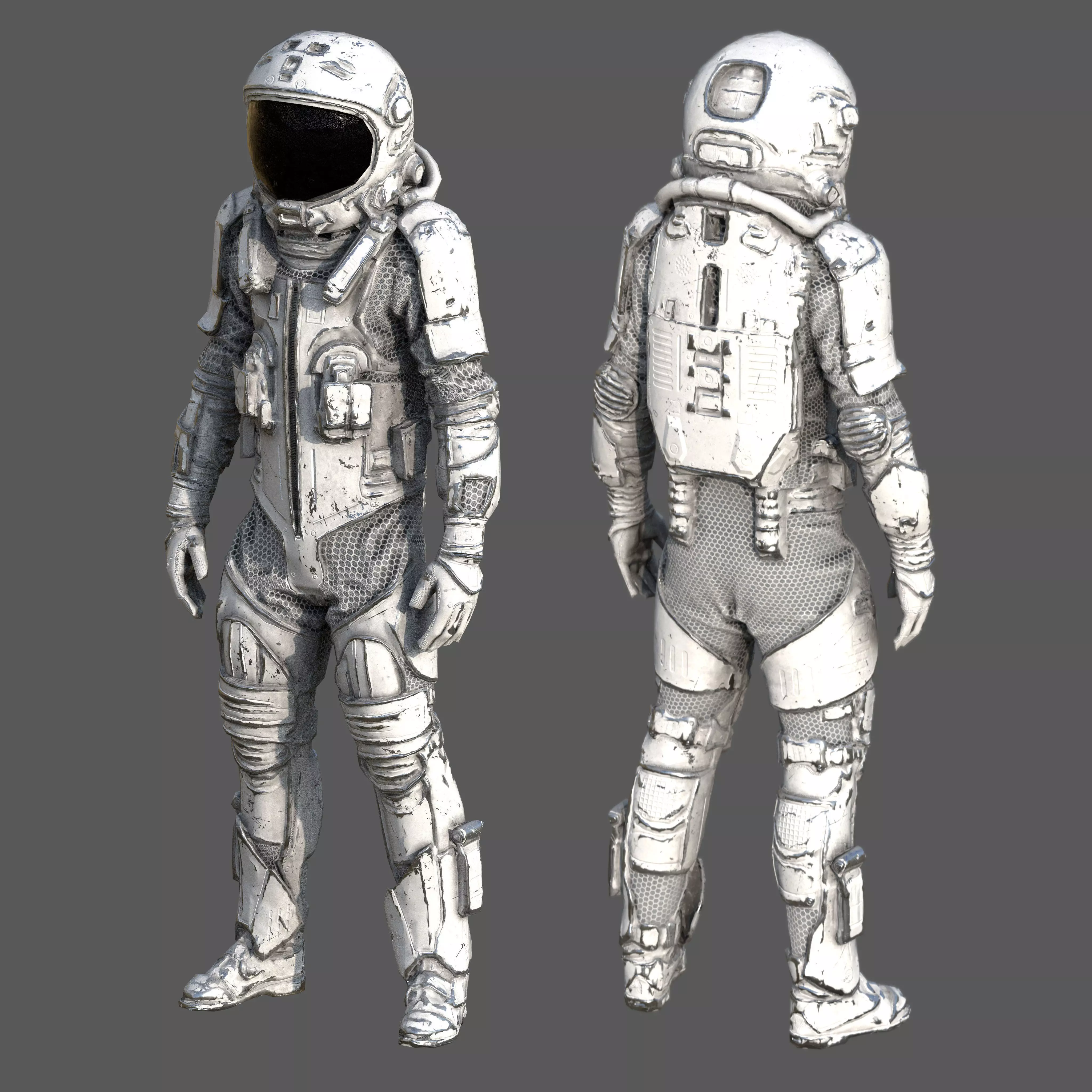 Futuristic Astronaut Space Suit - Low Poly Game-Ready 3D Model Low-poly 3D model_0