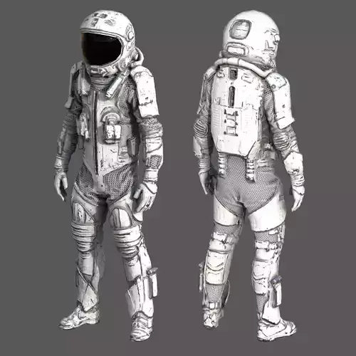 Futuristic Astronaut Space Suit - Low Poly Game-Ready 3D Model Low-poly 3D model