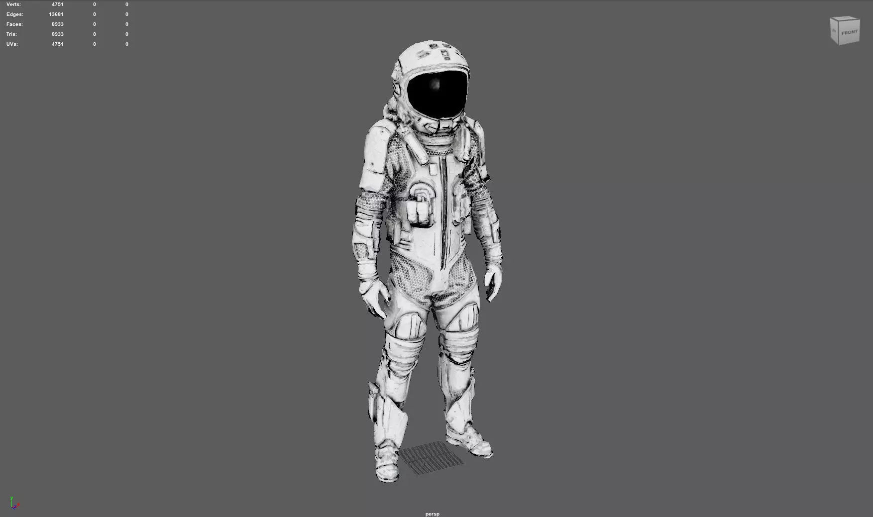 Futuristic Astronaut Space Suit - Low Poly Game-Ready 3D Model Low-poly 3D model_3