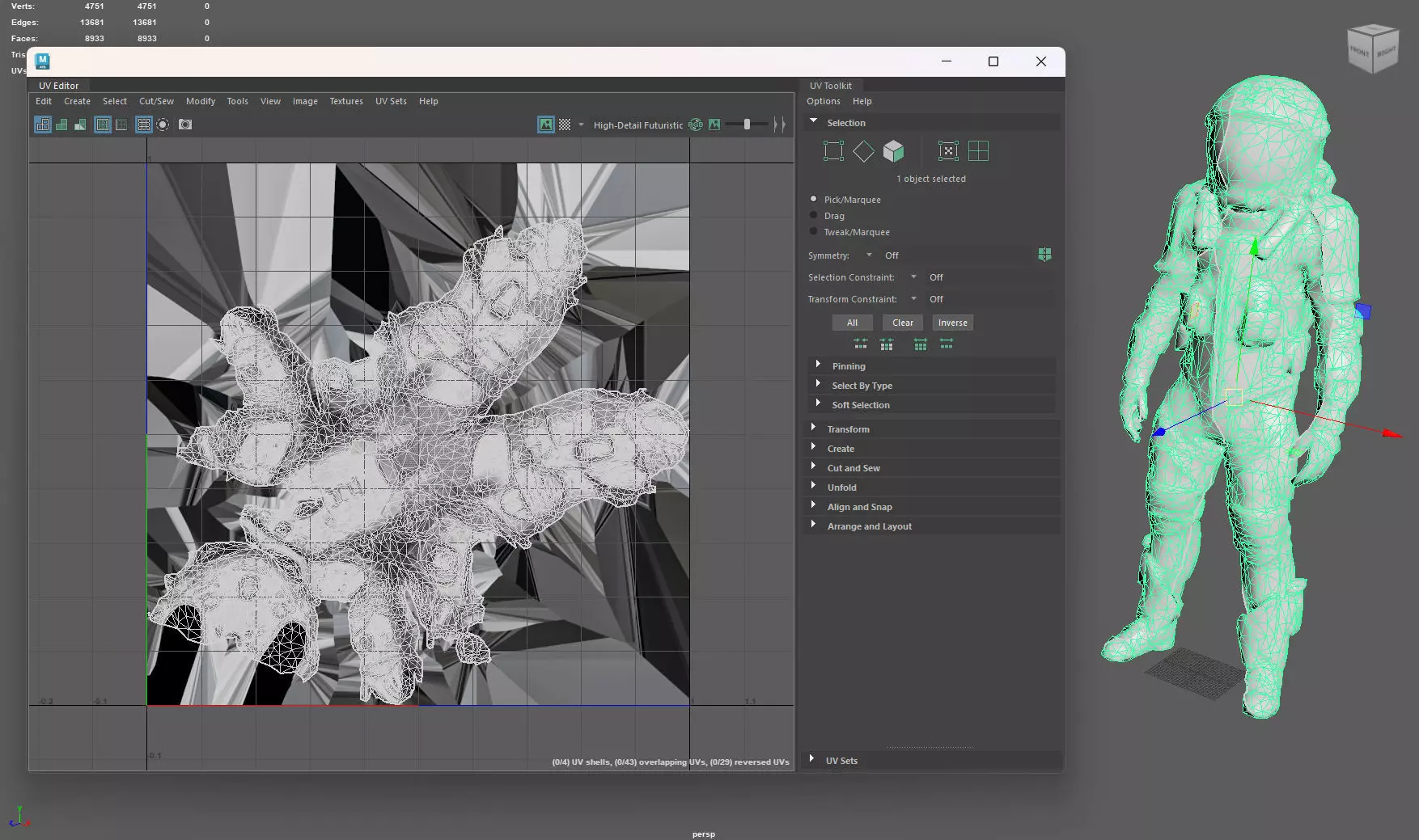 Futuristic Astronaut Space Suit - Low Poly Game-Ready 3D Model Low-poly 3D model_16