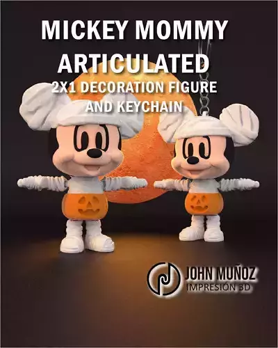 Mickey Mouse Mommy - Articulated Version and Keychain 3D print model