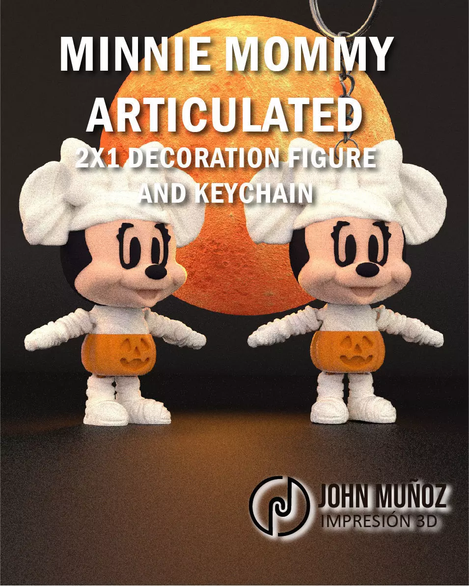 Minnie Mouse Mommy - Articulated Version and Keychain 3D print model_0