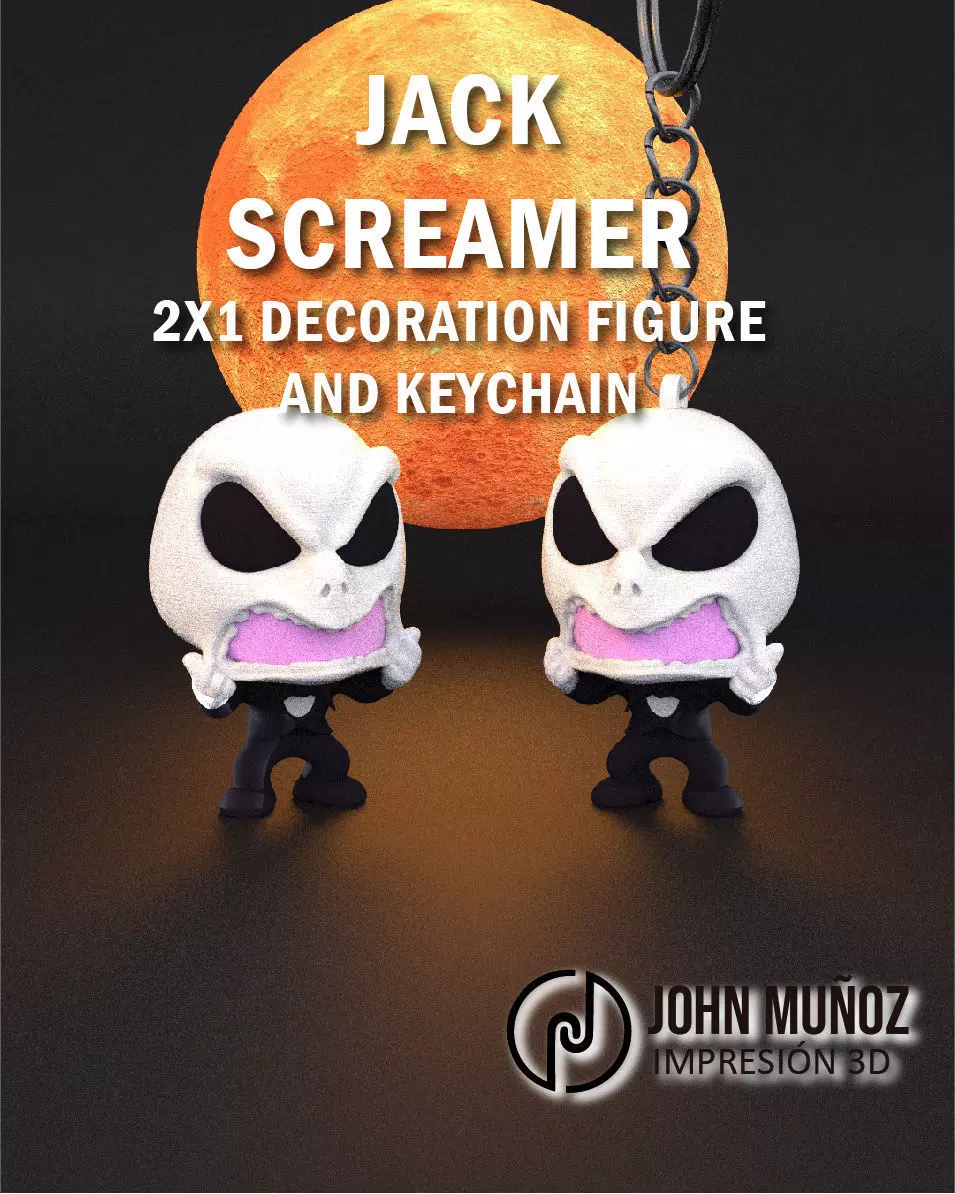 Jack Skellington Screamer - Articulated Version and Keychain 3D print model_0