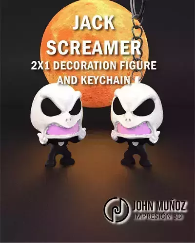 Jack Skellington Screamer - Articulated Version and Keychain 3D print model