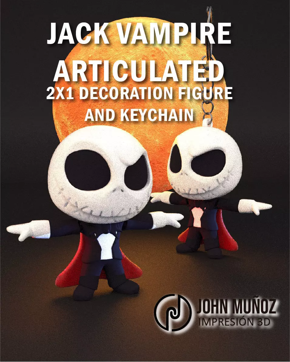 Jack Skellington The Vampire - Articulated Version and Keychain 3D print model_3