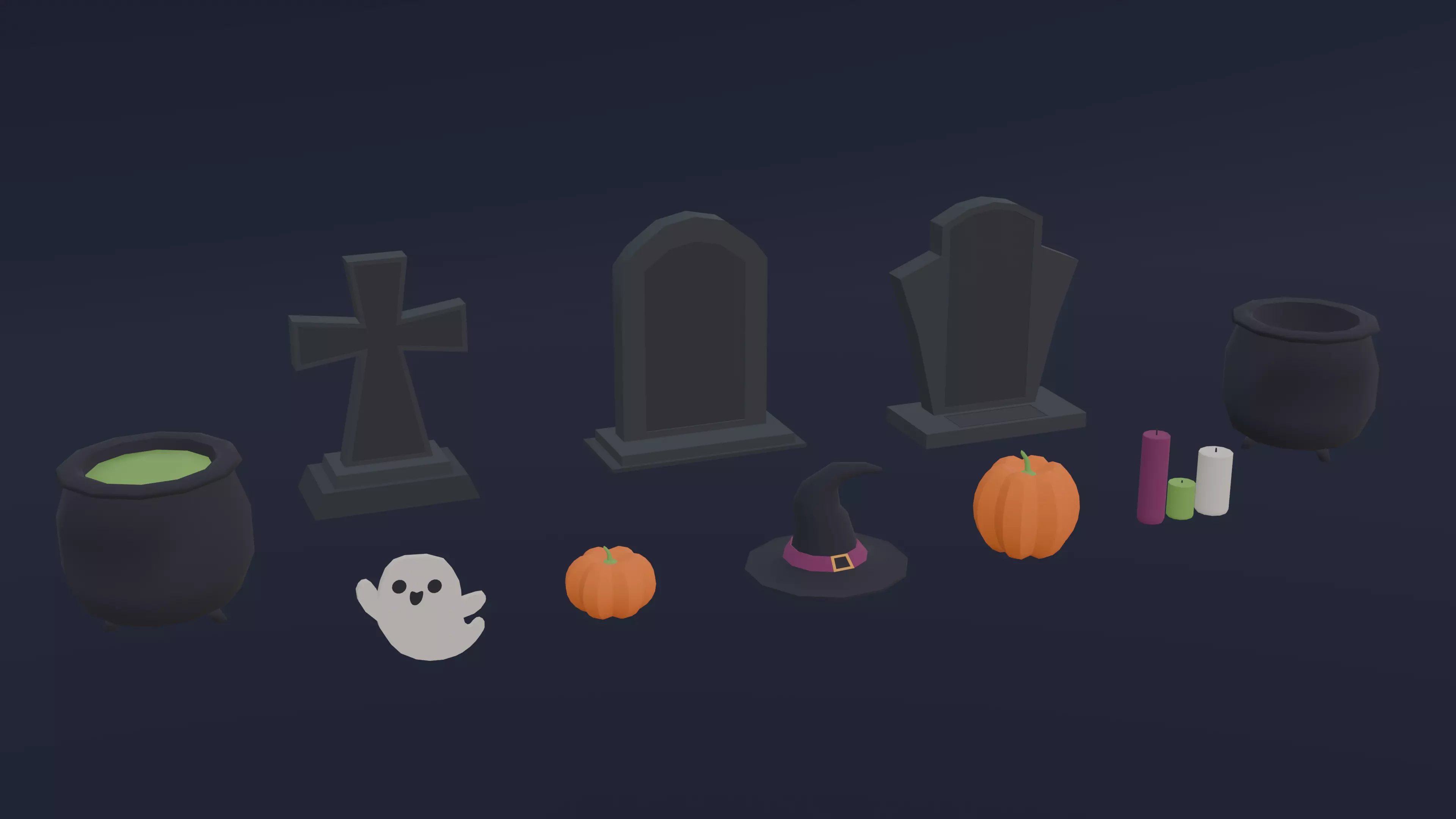 Halloween Set Low-poly 3D model_3