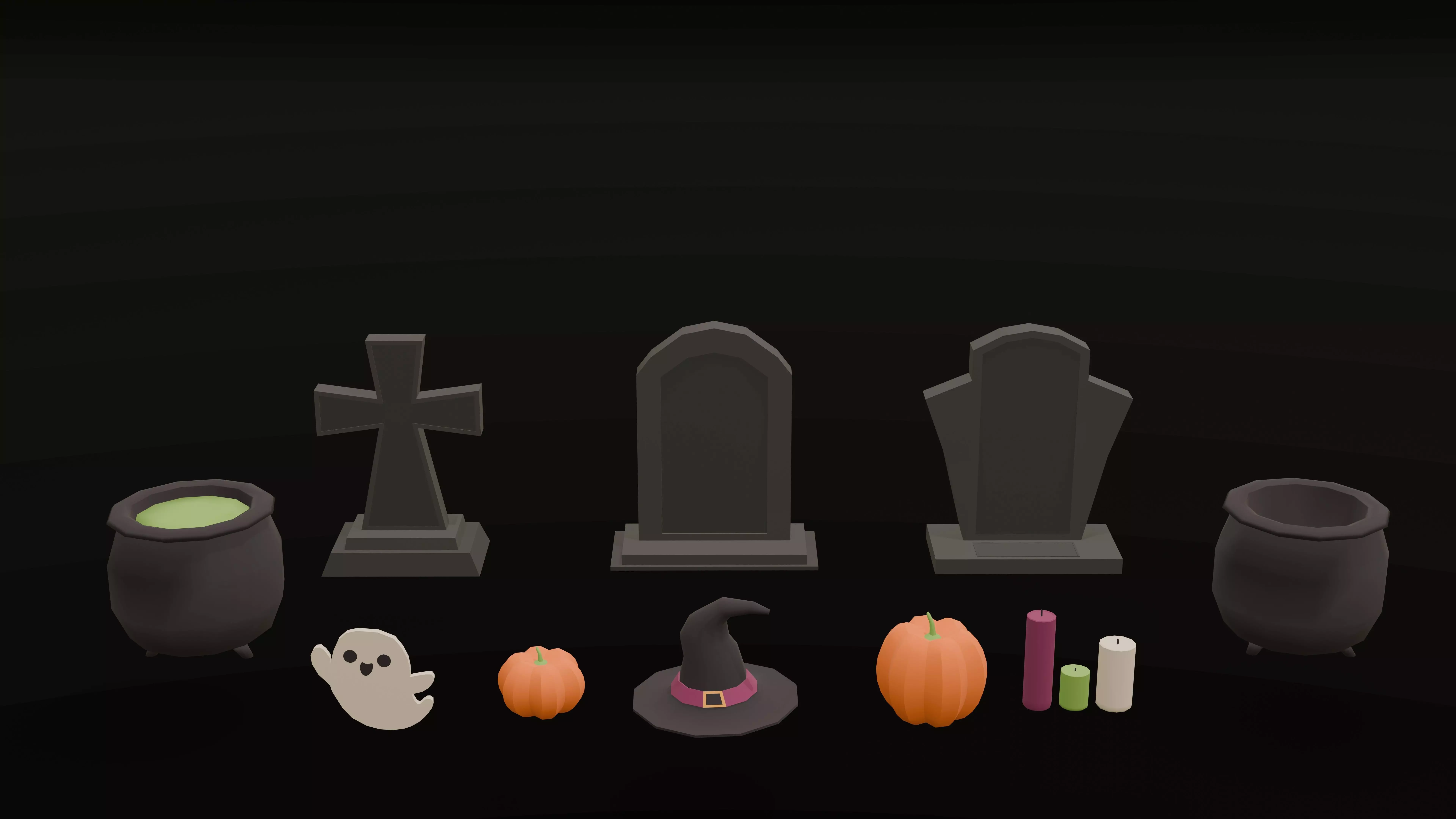 Halloween Set Low-poly 3D model_1