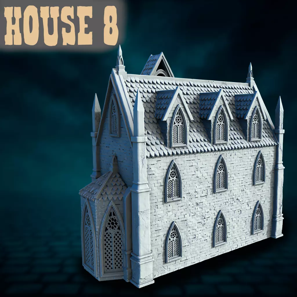 Gothic house 3D print model_2