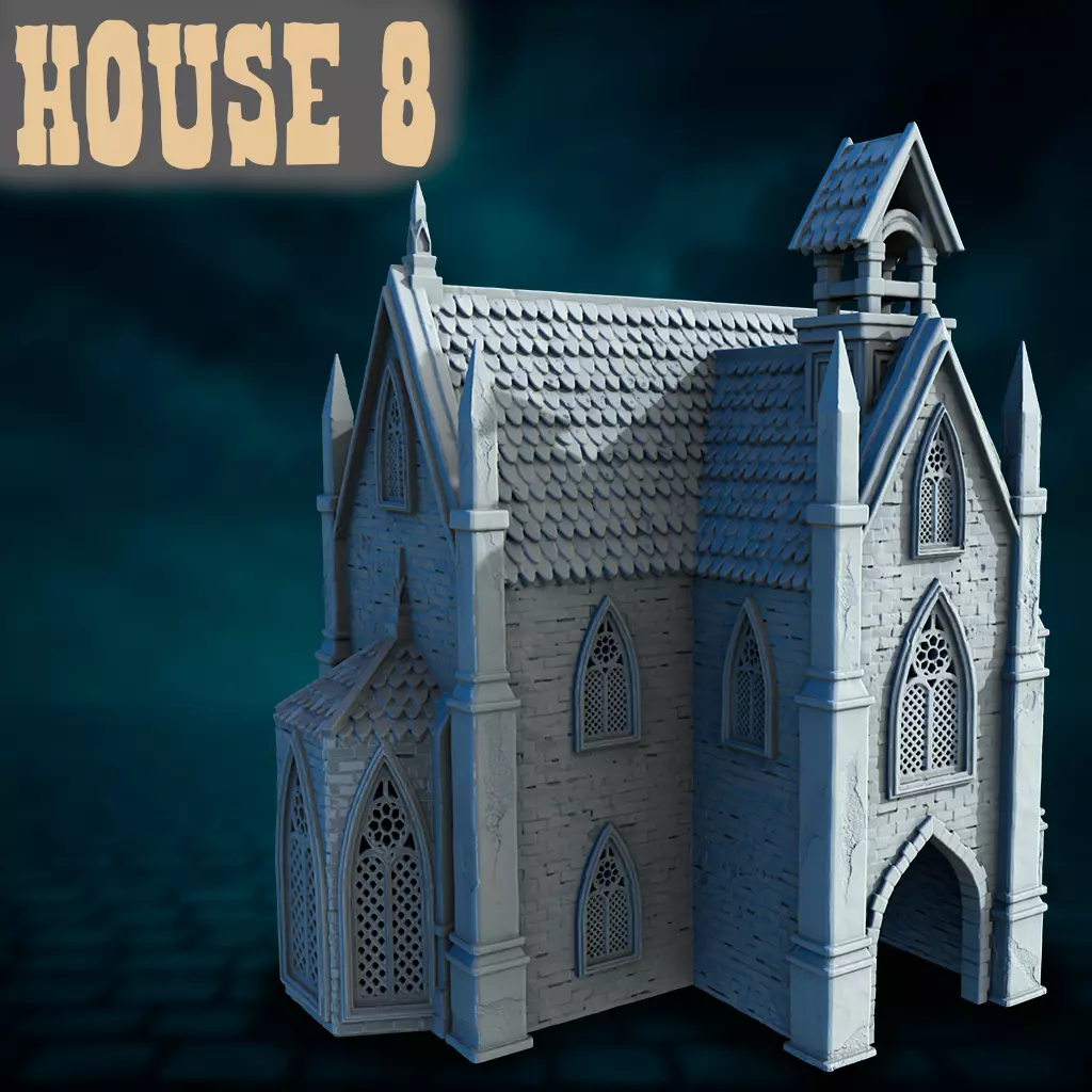 Gothic house 3D print model_1