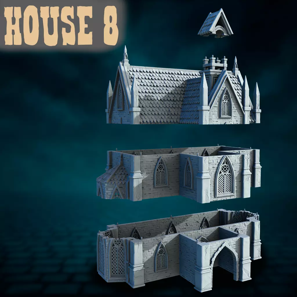 Gothic house 3D print model_0
