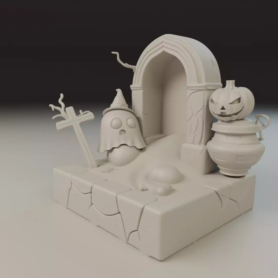 halloween diorama 3D print model_9