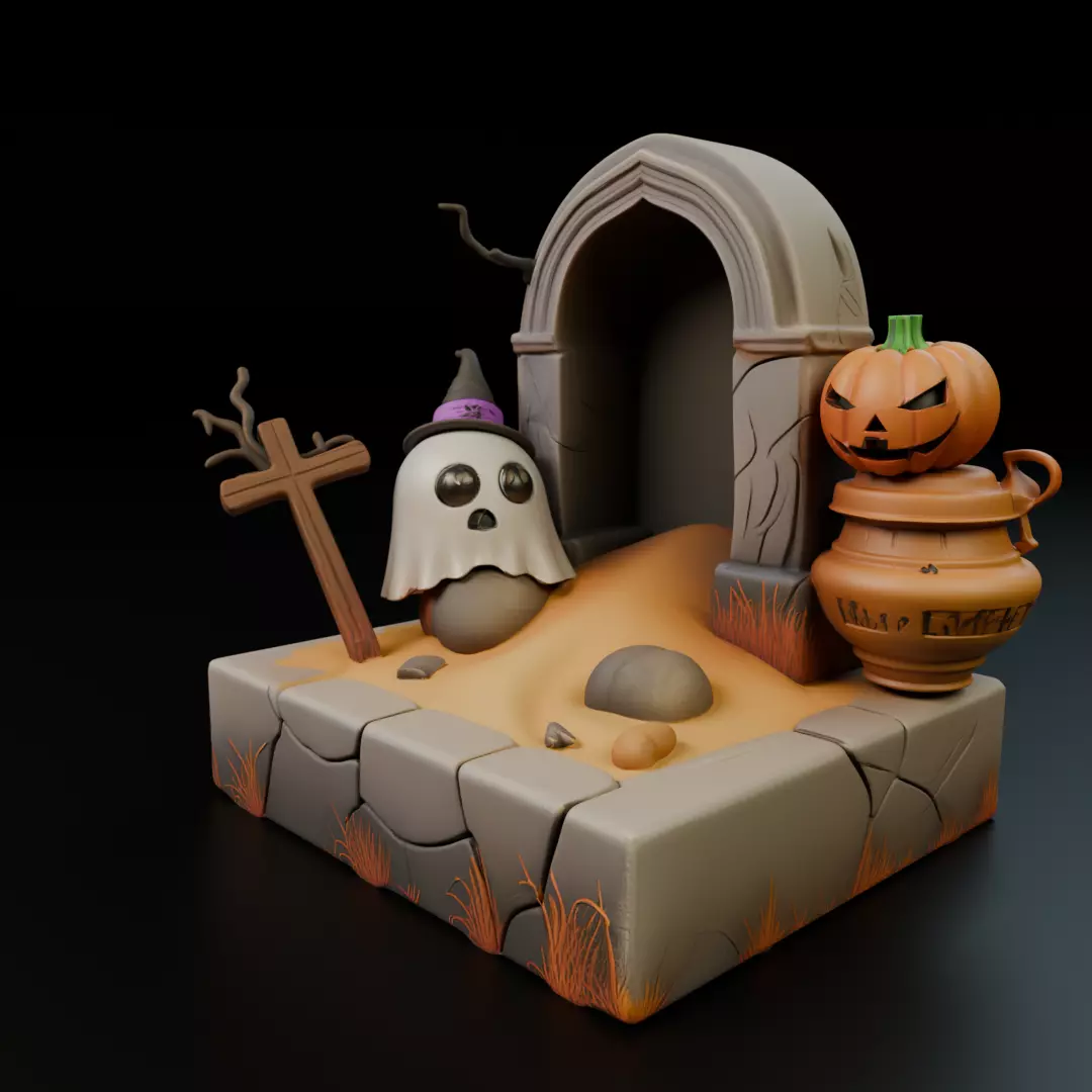 halloween diorama 3D print model_10