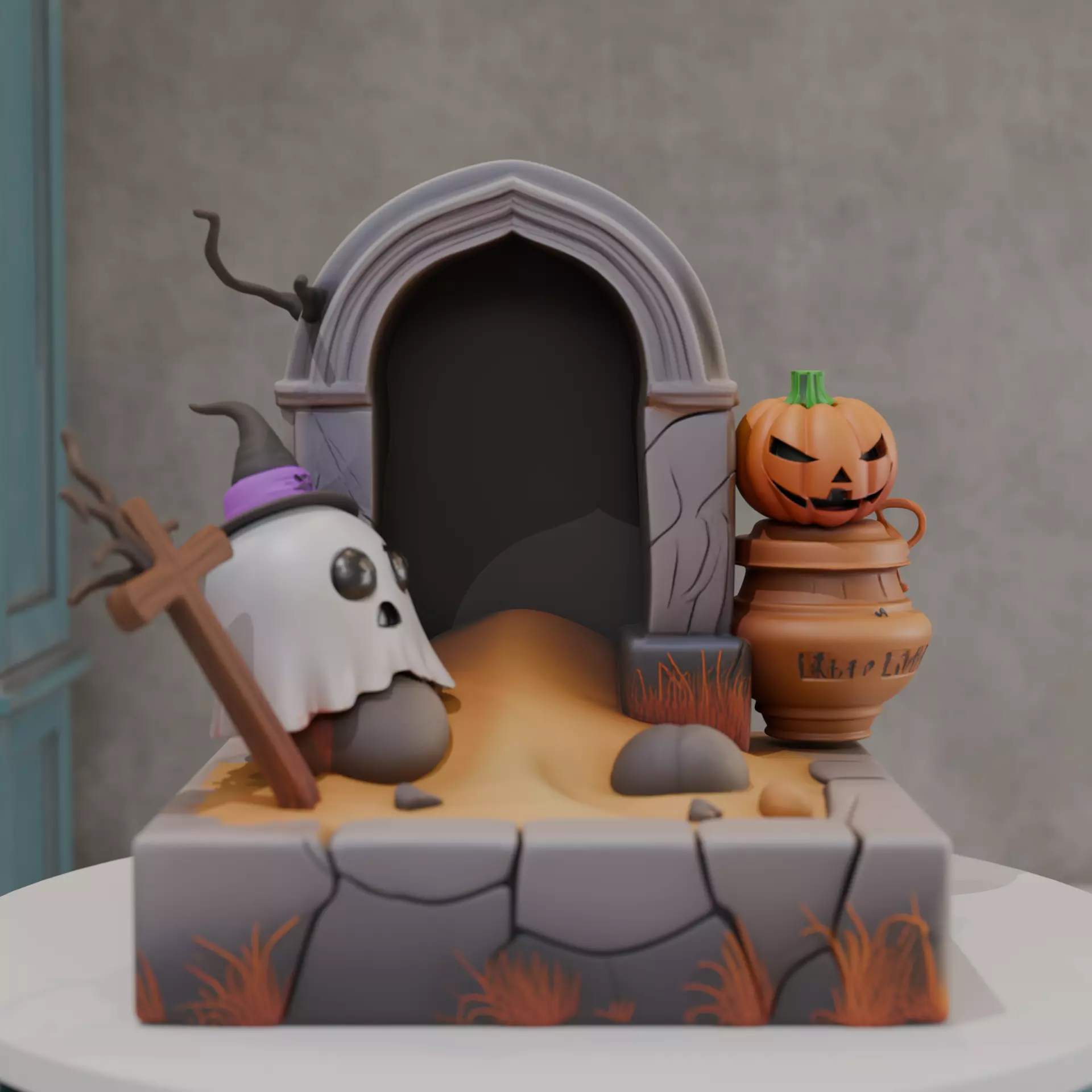 halloween diorama 3D print model_0