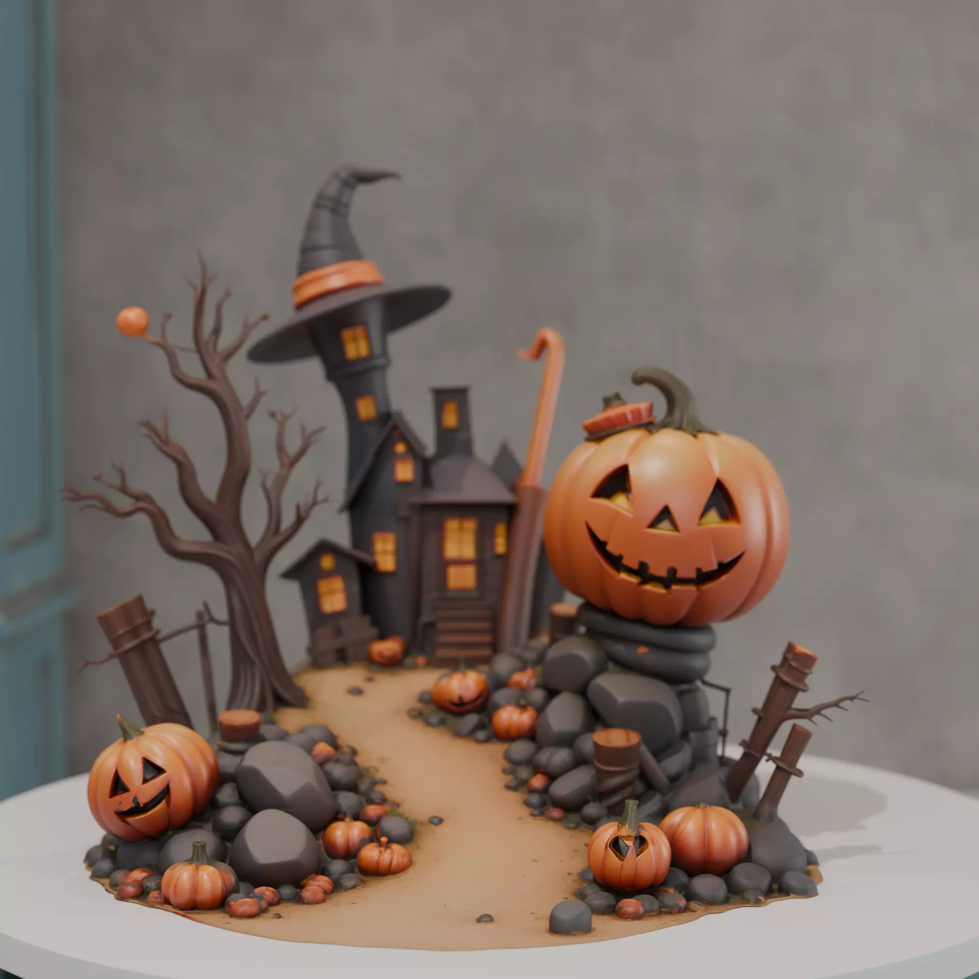 halloween diorama 3D print model_0