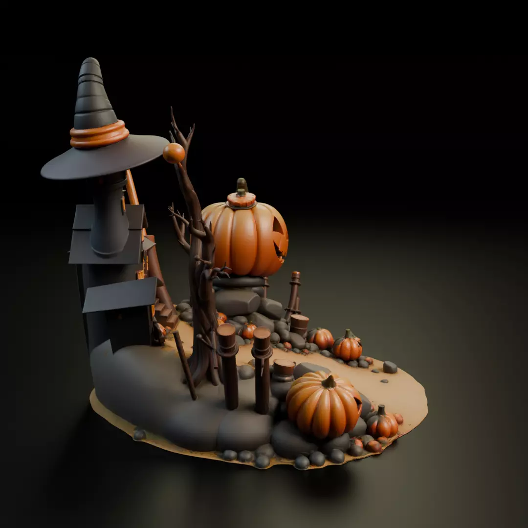 halloween diorama 3D print model_2