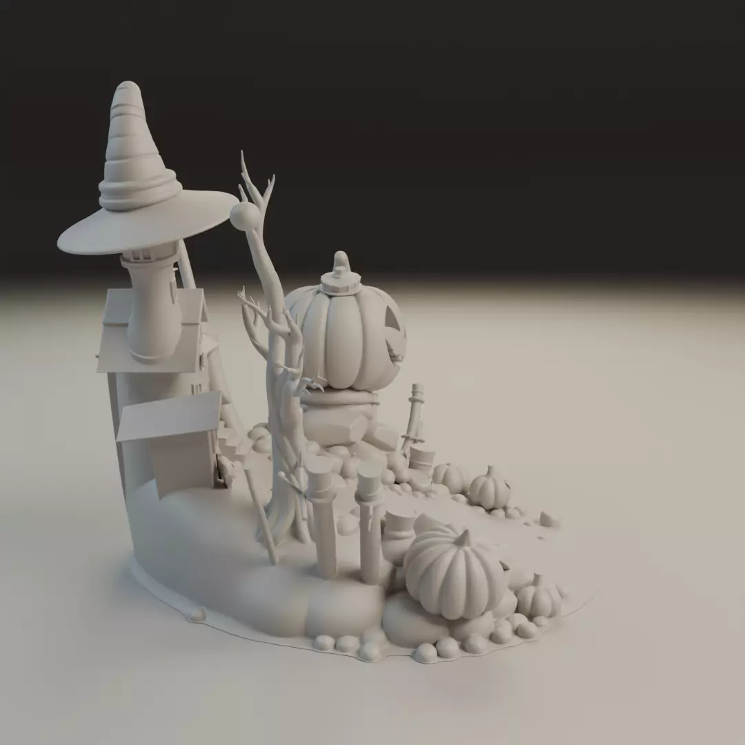 halloween diorama 3D print model_1