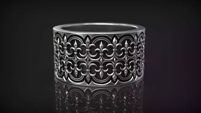Gothic Traditional Ornate Heraldic Lily Pattern Band