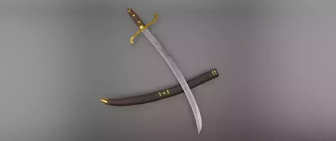 Mongolian Steppe Sabre with Scabbard Free low-poly 3D model