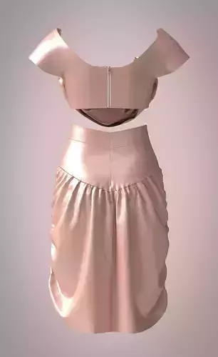 Off-Shoulder Crop Top and High-Waisted Ruched Skirt