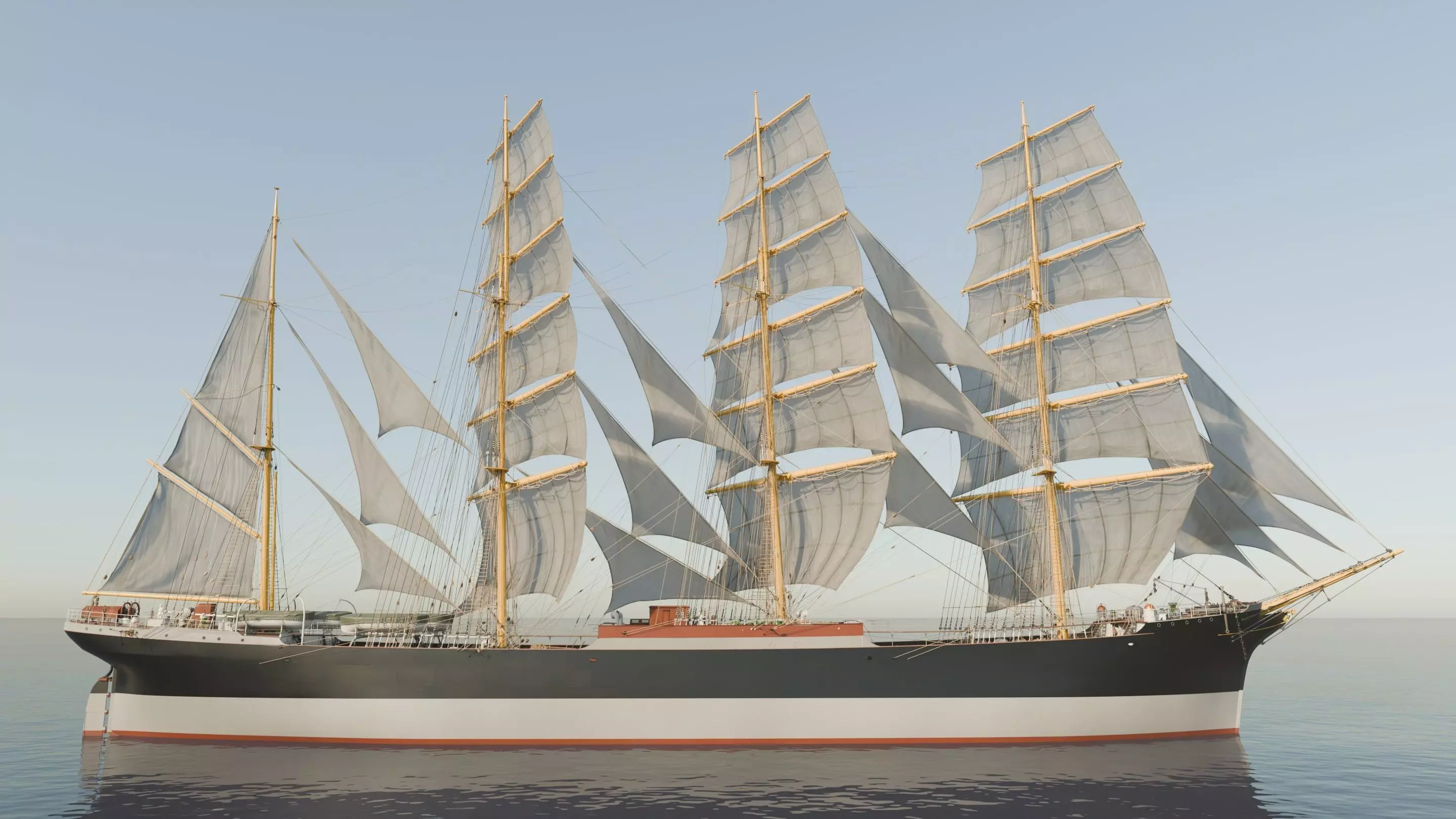 Sailing ship - Peking Hamburg 3D model_3