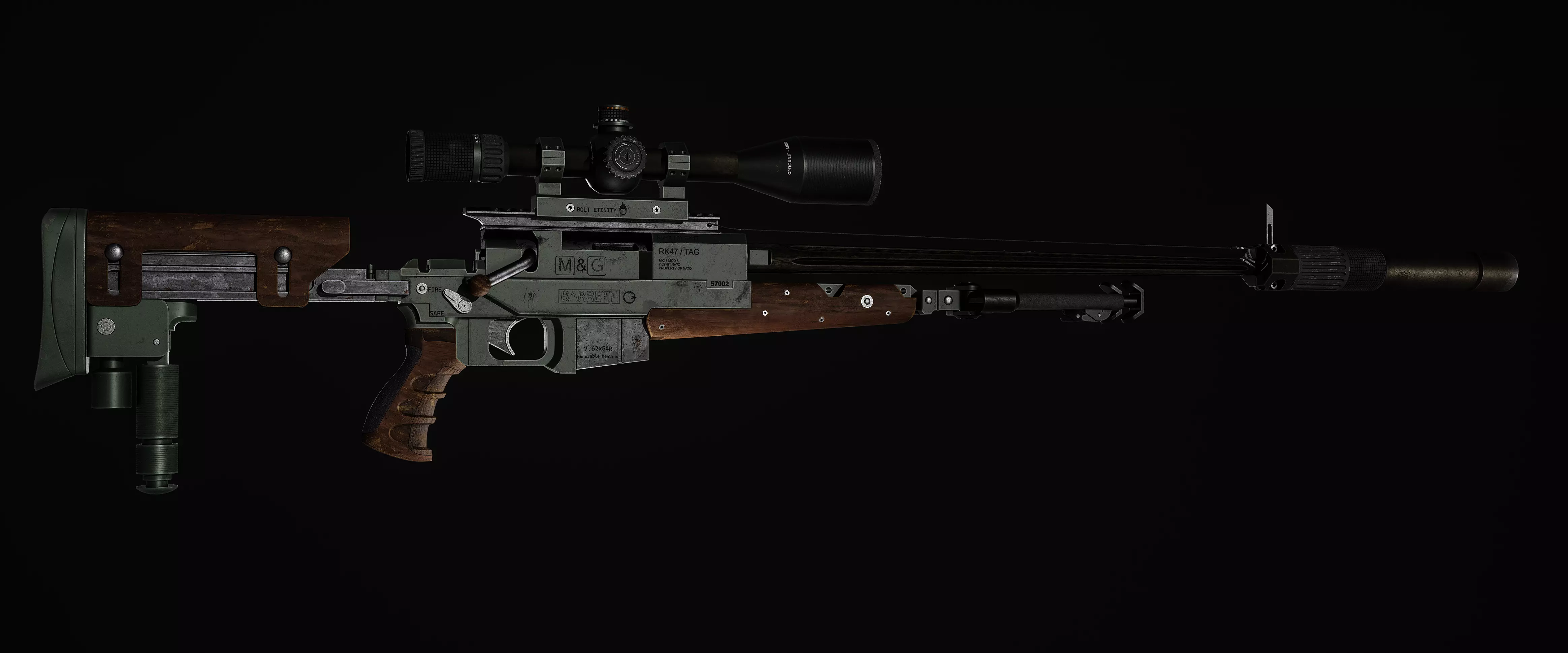 Sniper Rifle Low-poly 3D model