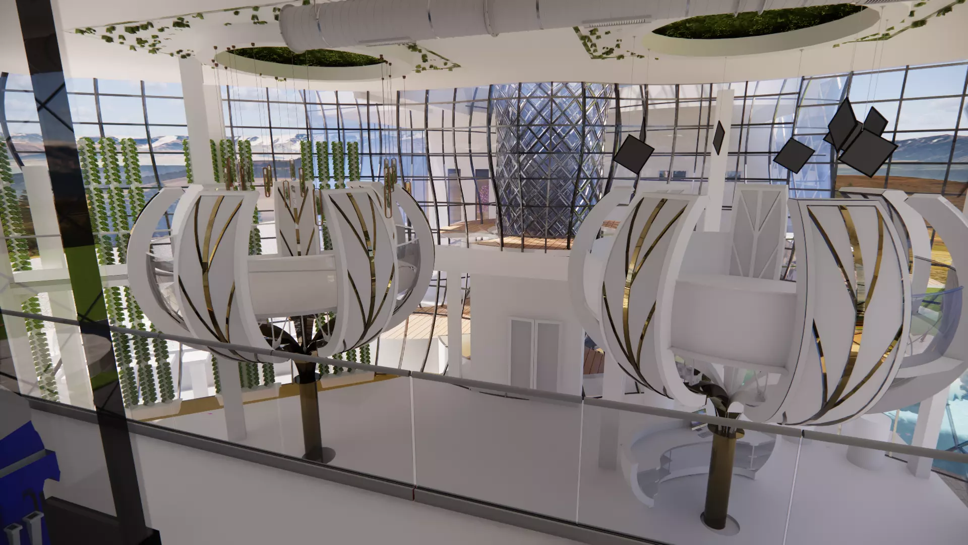 Futuristic Eco Complex Farm Restaurant AND Pool 3D model_17