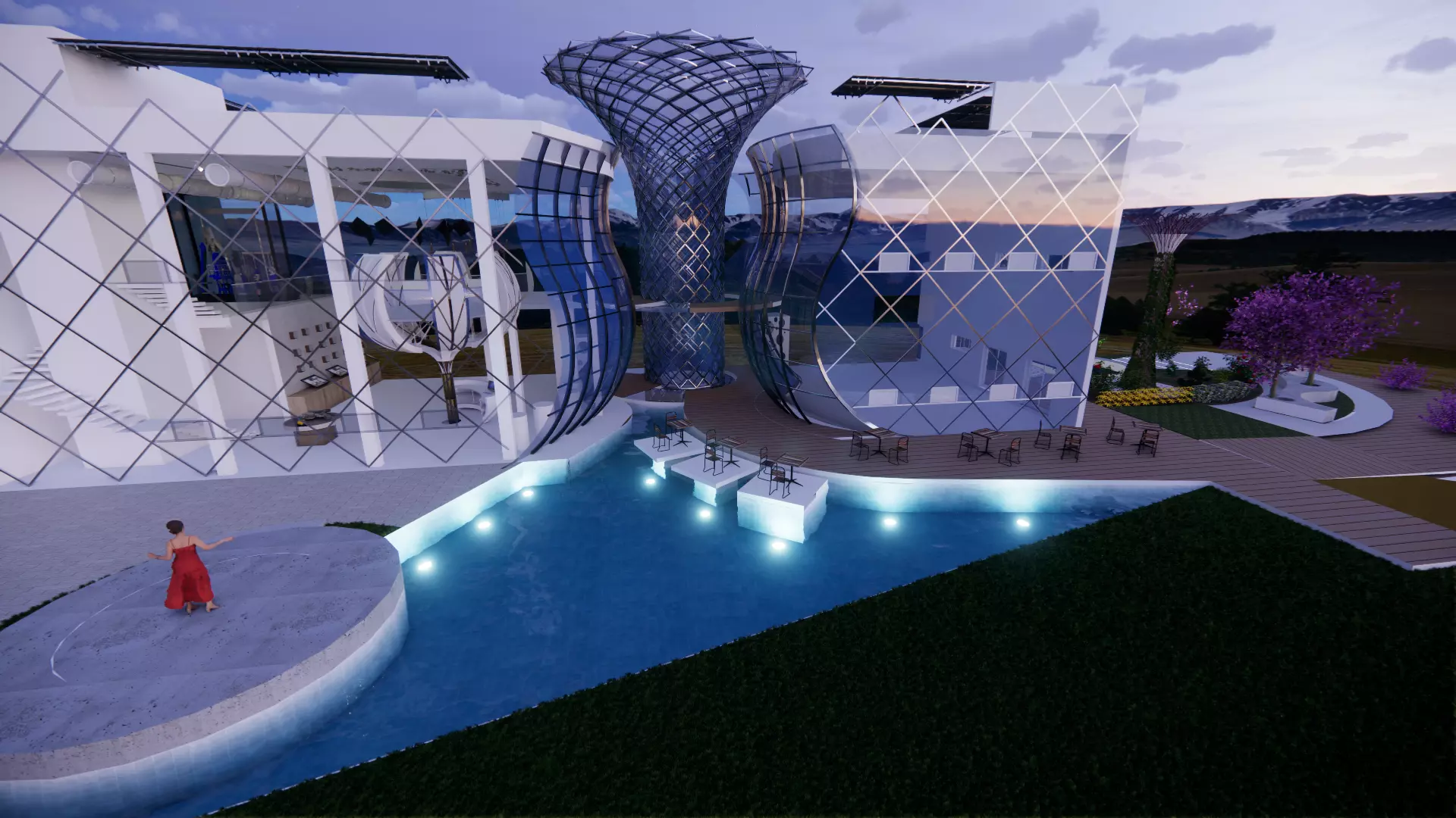 Futuristic Eco Complex Farm Restaurant AND Pool 3D model_19