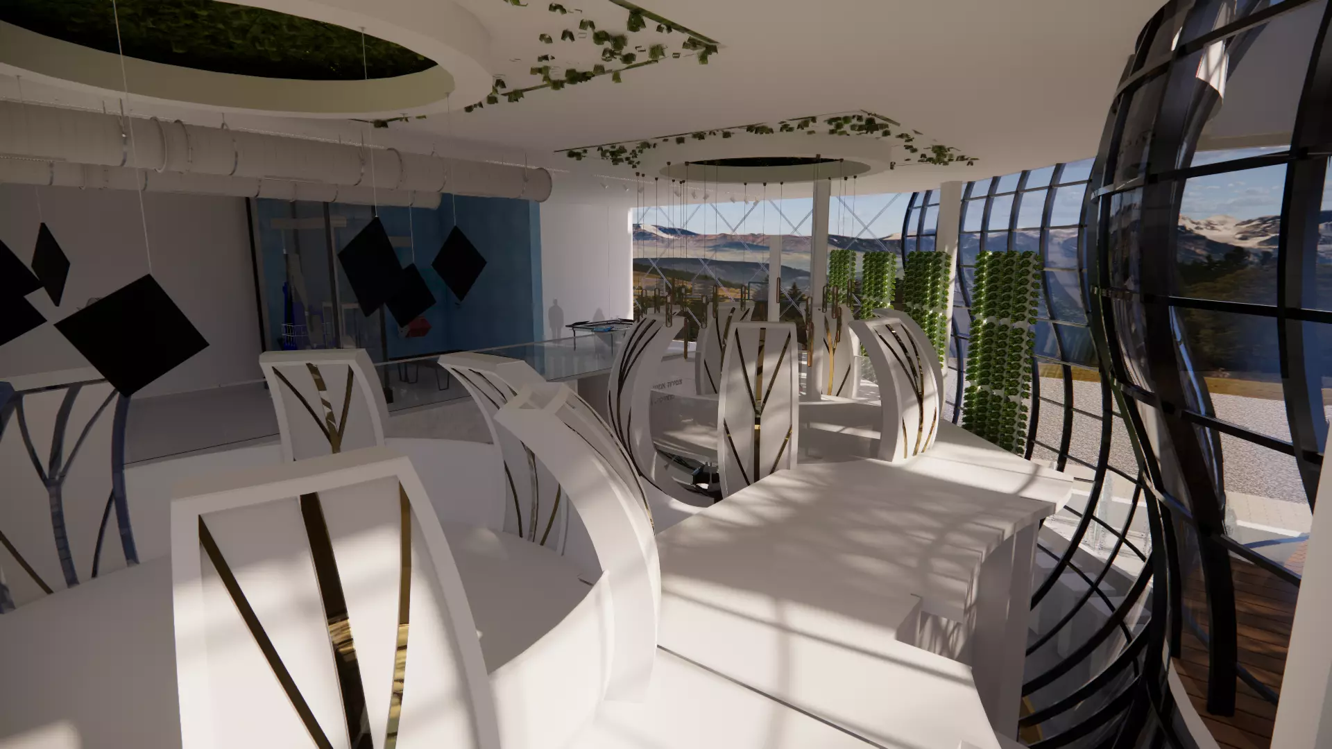 Futuristic Eco Complex Farm Restaurant AND Pool 3D model_14