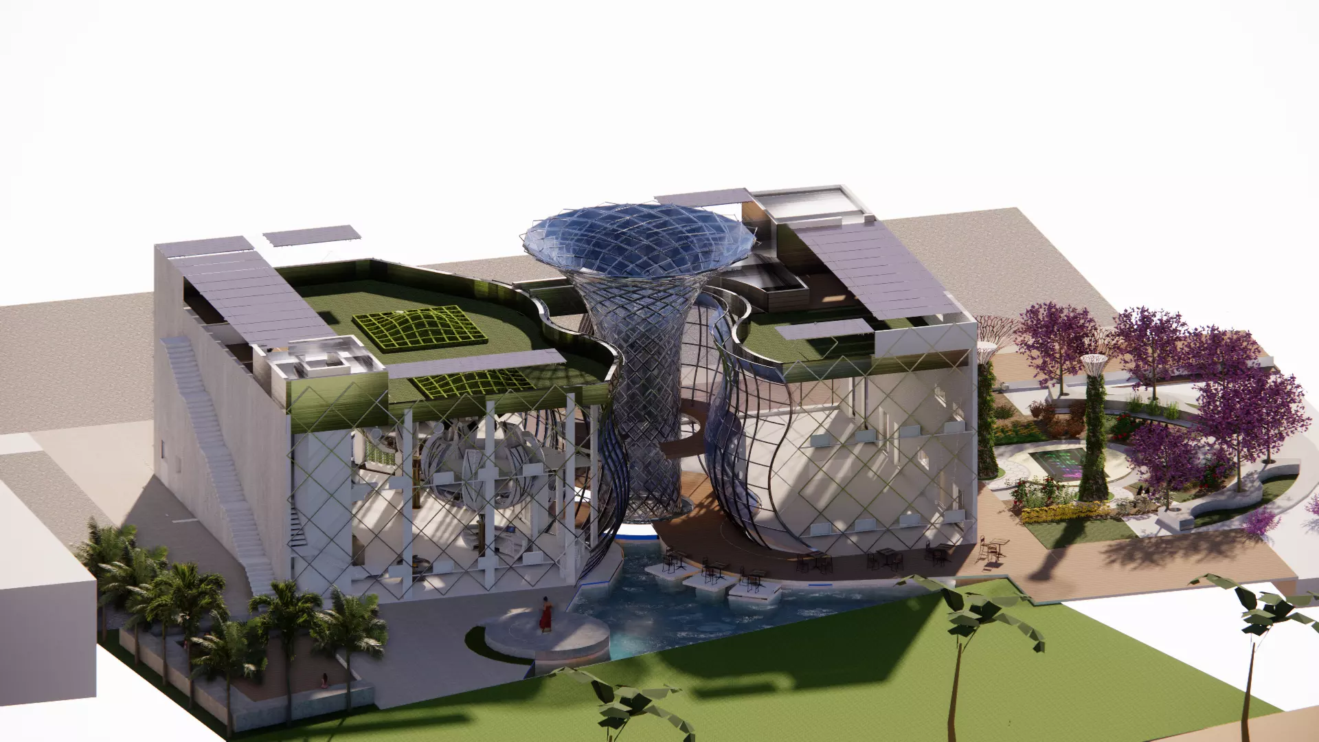 Futuristic Eco Complex Farm Restaurant AND Pool 3D model_25