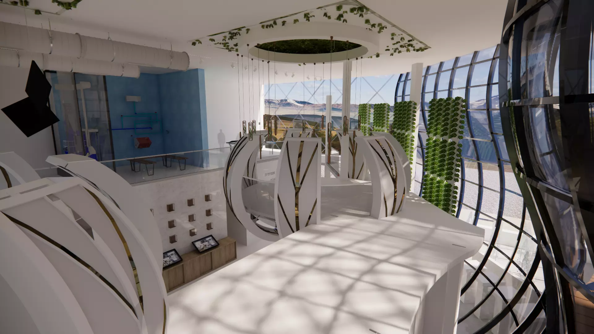 Futuristic Eco Complex Farm Restaurant AND Pool 3D model_15