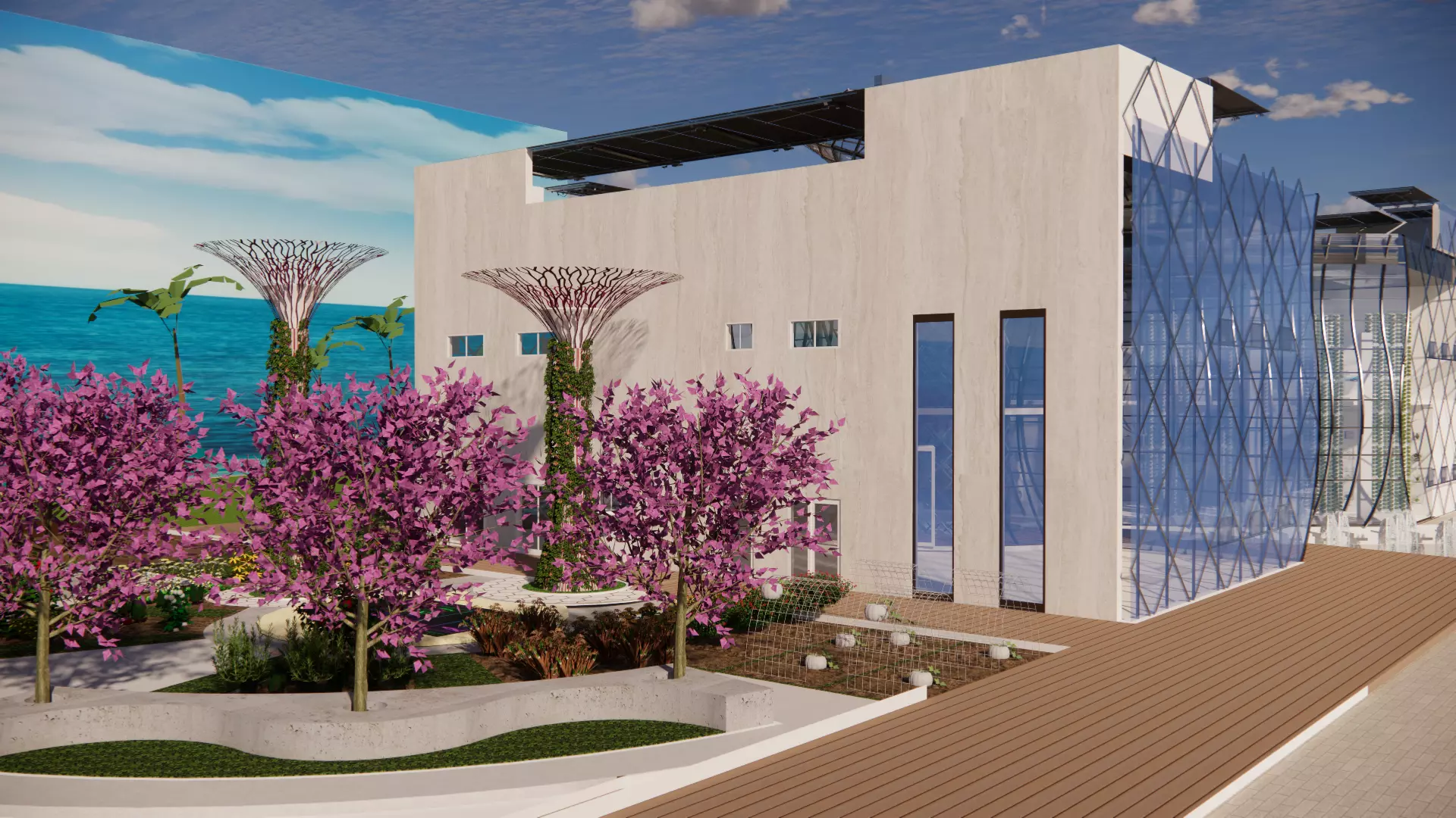 Futuristic Eco Complex Farm Restaurant AND Pool 3D model_24