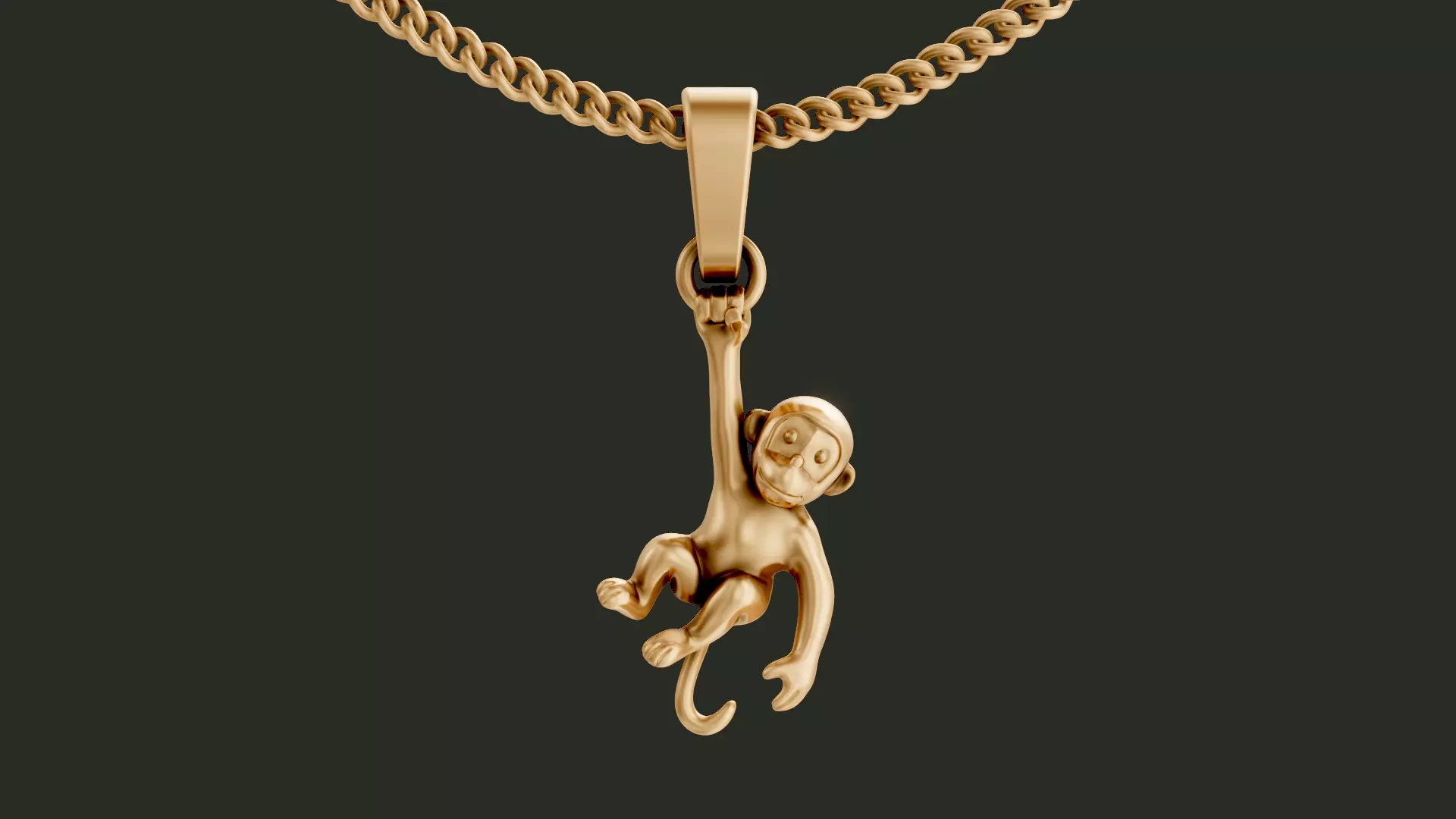Monkey Pendant  3D print model_0